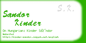 sandor kinder business card